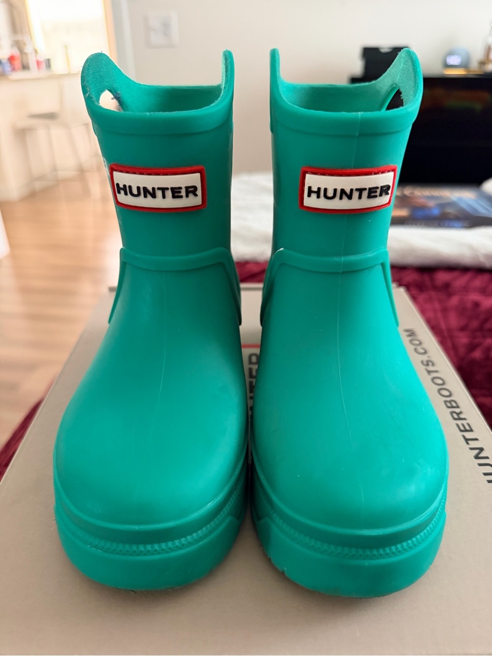 Hunter Little Kids Georgey Medium Green Waterproof Rain Boots